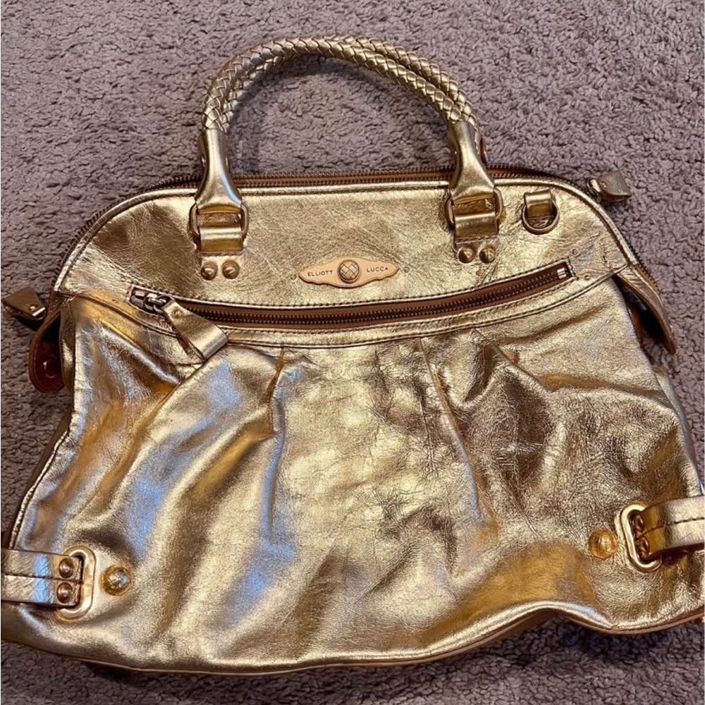 Elliott Lucca Metallic Gold Satchel